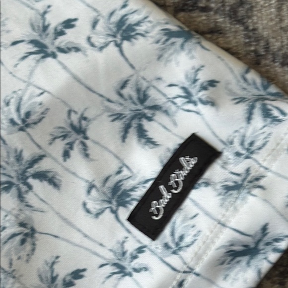 Bad Birdie Blue and White Palm Tree Golf Polo Shirt - Picture 4 of 9